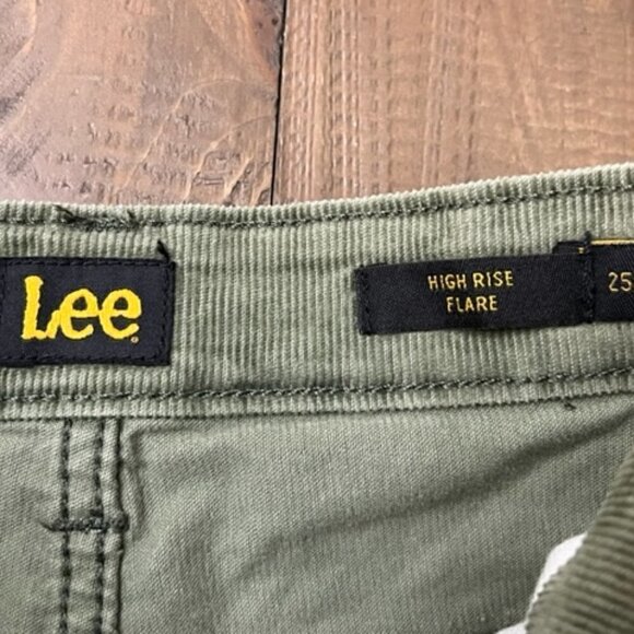Lee Vintage Modern Corduroy High Rise Flare Jeans Green - Picture 6 of 7